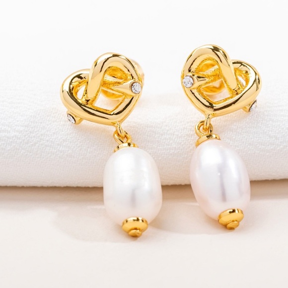 Alicia Bonnie Los Angeles Jewelry - Alicia Bonnie Love Knot Pearl Drop Earrings NIB